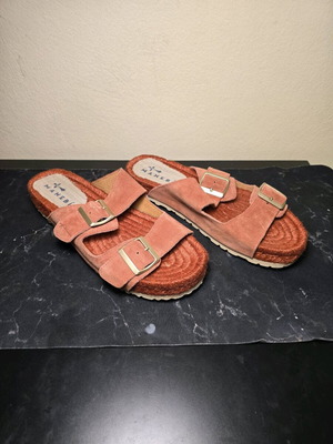 Manebi Nordic suede terracotta women's sandals like new