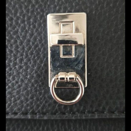 Black crossbody bag with silver clasp, eco-leather