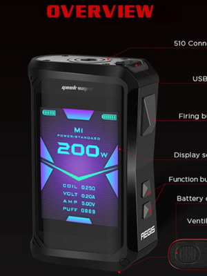 Geekvape Aegis X 200W Mod like new, black