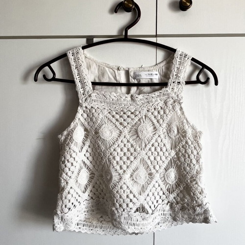 Zara White Lace Sleeveless Top like new, size 152 cm, ages 11-12