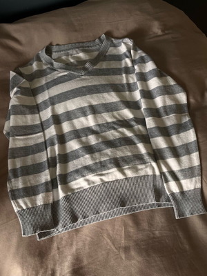 Striped pullover like new, size S, white and gray