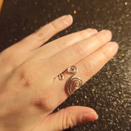 Boho spiral ring handmade from stainless steel, adjustable size
