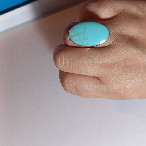 Silver ring with turquoise stone new