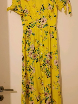 Bershka summer long dress like new, yellow, size XS