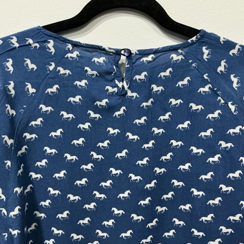 Blue blouse with horse pattern size M like new