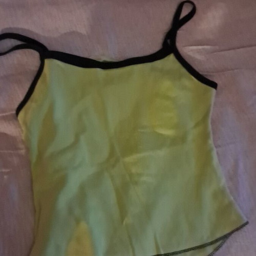 Lime top with eye print used, size S, black and green