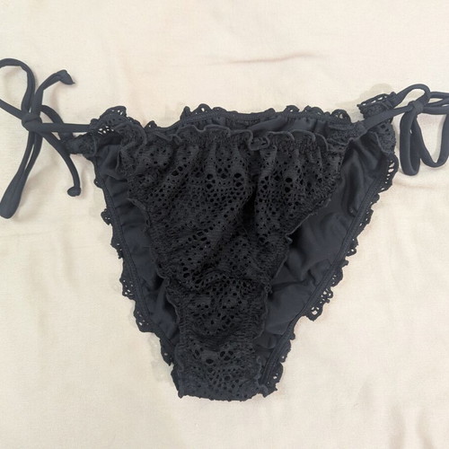 Black Crochet Lace Halter Bikini Set used with Gold Charms