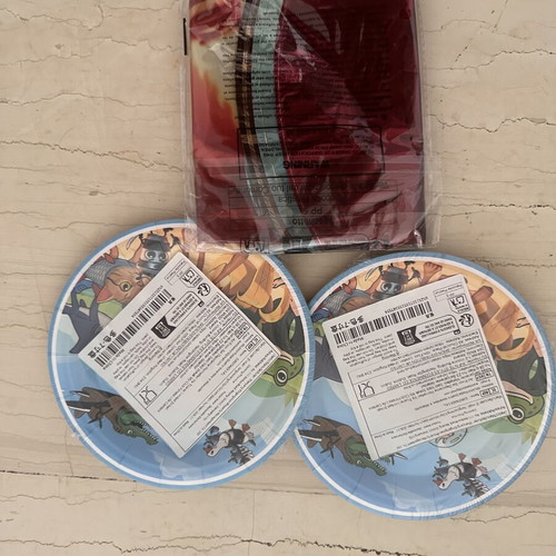 Brainrot party set with Happy Birthday plates and balloons