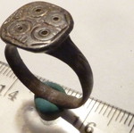 Renaissance bronze ring with decoration used