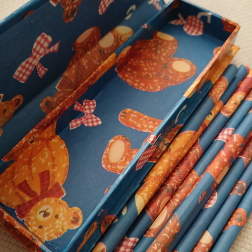 Vintage Teddy Bear Pencil Case with 10 Matching Pencils