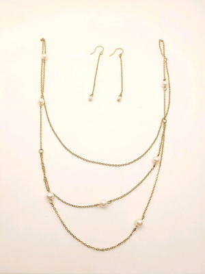 Giordani Gold hypoallergenic necklace and earrings set with pearls gold new