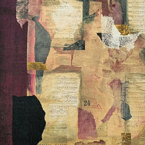 Canvas painting like new with abstract design and musical notes