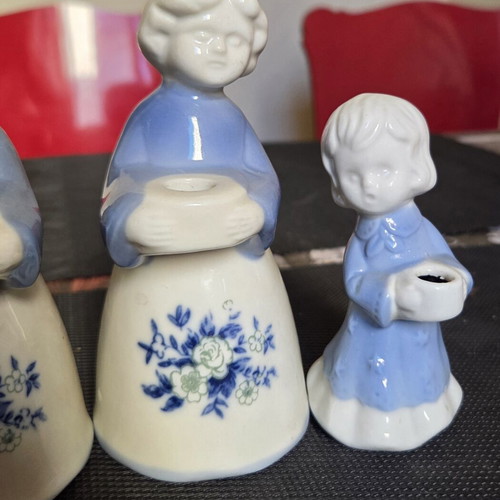 Ceramic vintage figurine candle holders like new, blue and white floral skirt