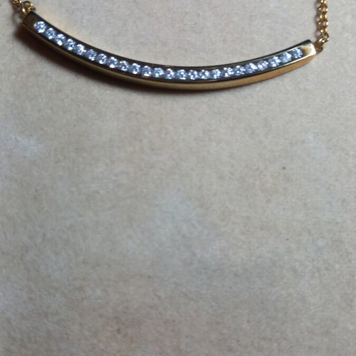 Loisir necklace with zircon, new, gold-plated stainless steel
