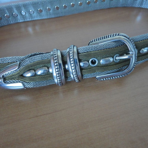 Vintage metal women's belt like new, silver, size 80