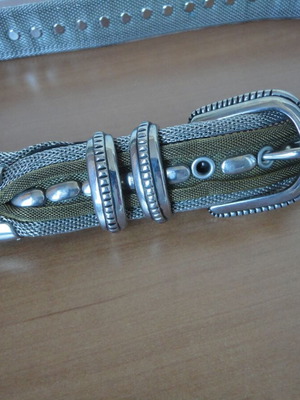 Vintage metal women's belt like new, silver, size 80