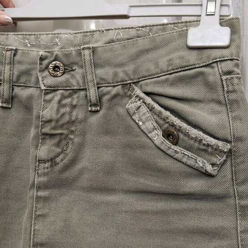 Zara mini skirt used, denim fabric, faded khaki with pockets
