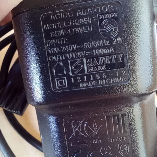 Philips HQ850 power adapter used for shaver