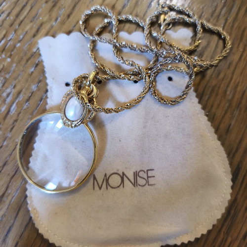 Necklace with Magnifying Glass Used, 1980s Style with Cord
