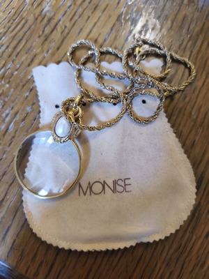 Necklace with Magnifying Glass Used, 1980s Style with Cord