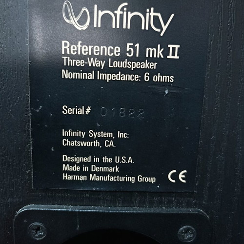 Infinity Reference 51 MkII floor-standing speakers like new