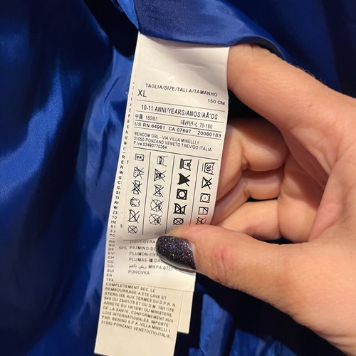 Benetton kids jacket like new, blue, down and feathers