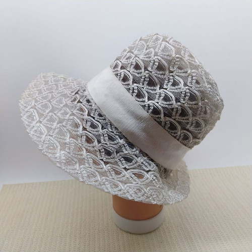 Retro women's summer hat, white, size S