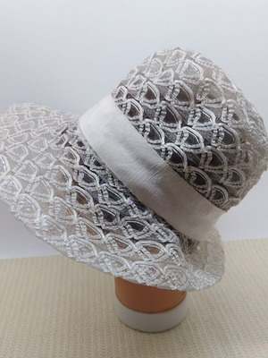 Retro women's summer hat, white, size S