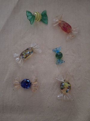 Murano glass vintage candy decorations like new, set of 6