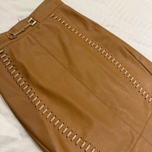 Elisabetta Franchi midi skirt like new, eco leather camel color