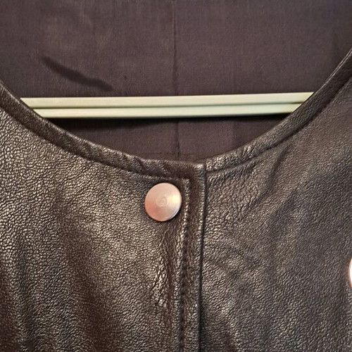 Leather jacket women's like new, black with metal details