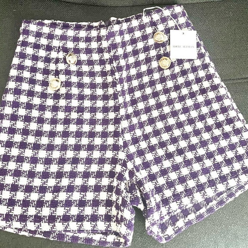 Adele Altman Textured Tweed Houndstooth Shorts Size 10 High Waisted New