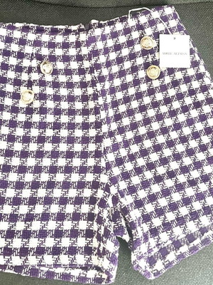 Adele Altman Textured Tweed Houndstooth Shorts Size 10 High Waisted New