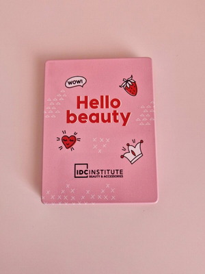 Metal double mirror Hello Beauty new, pink - red 5.5x6.5cm