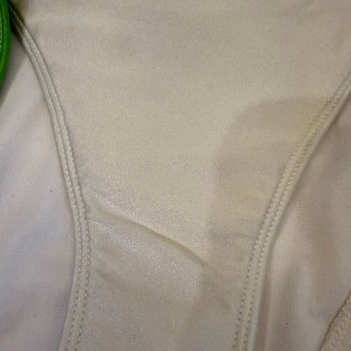 Med bikini slip used, green with white gift