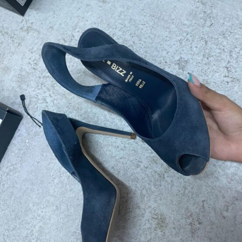 Shoe Bizz blue leather mules size 37