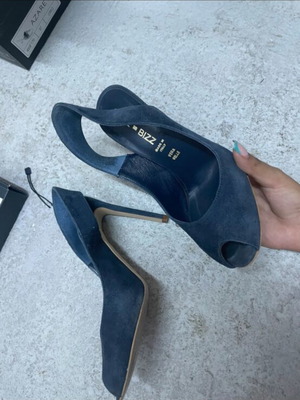 Shoe Bizz blue leather mules size 37