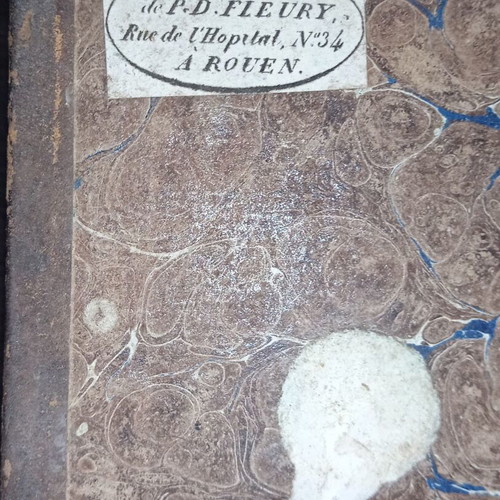 Old French book philosophy Christianity used, leather-bound