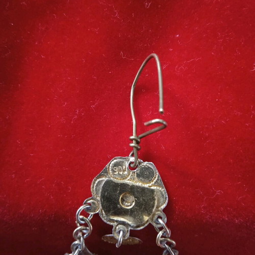 Silver vintage earrings with Ottoman coins like new, gold-toned