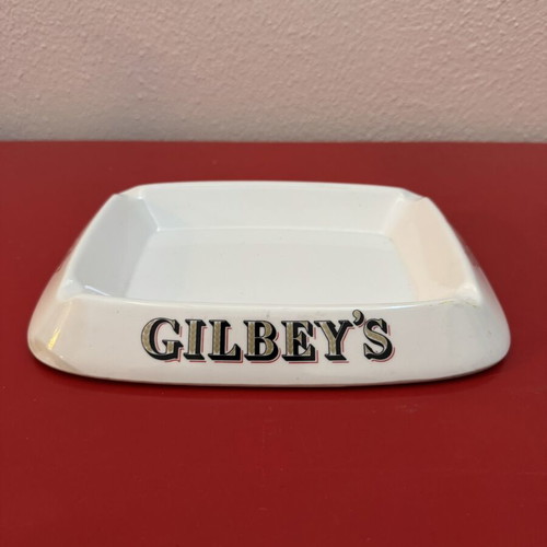 Gilbeys vintage ashtray used, plastic Willis publicity