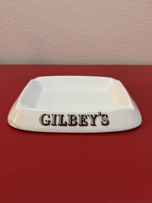 Gilbeys vintage ashtray used, plastic Willis publicity