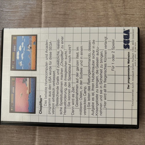 Choplifter Sega Master System game complete