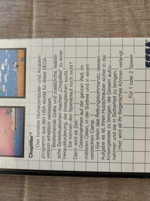 Choplifter Sega Master System game complete