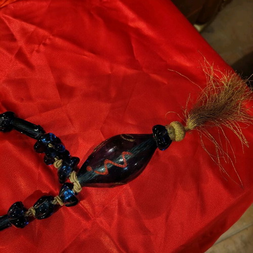 Glass worry beads large with gold details like new