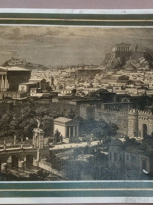 Postcard used with depiction of Ancient Athens