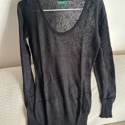 Benetton knitwear used, black with loose knit, size S