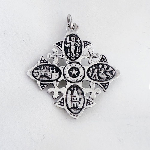Vintage Malta Knights Cross silver 925 pendant used, handmade