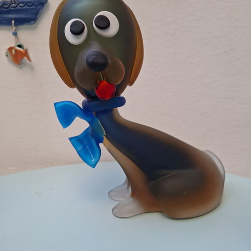 Murano γυάλινο αγαλματίδιο σκύλου μεγάλο satin sommerso κυνηγόσκυλο μεταχειρισμένο