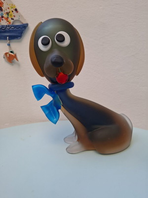 Murano γυάλινο αγαλματίδιο σκύλου μεγάλο satin sommerso κυνηγόσκυλο μεταχειρισμένο