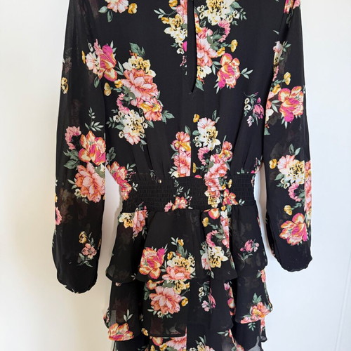 Black Floral Chiffon Mini Dress Gina Tricot used, size 38